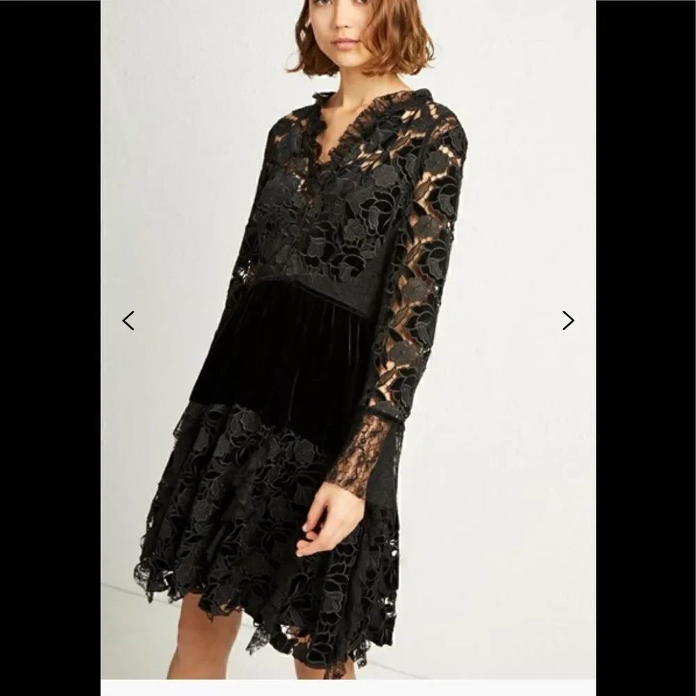 CYNTHIA VELVET LACE MIX DRESS - Picture 3 of 10